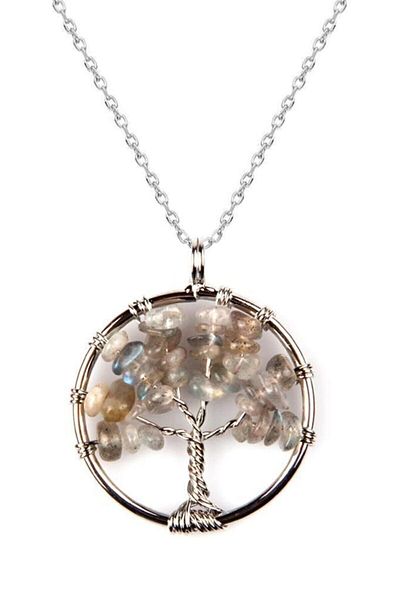 Armis Labradorite Stone Tree of Life Natural Stone Pendant