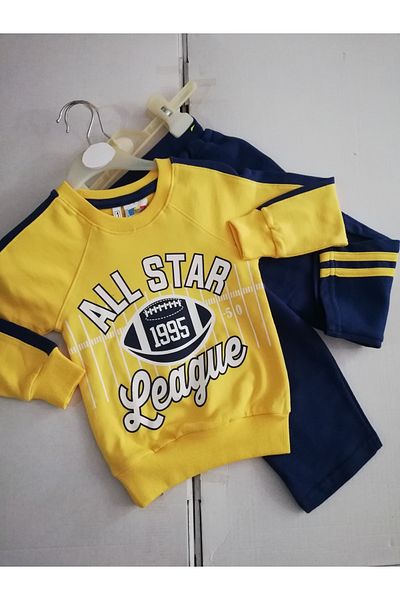 Sleepy Yellow Red Yellow Navy Blue Kids Tracksuit Set