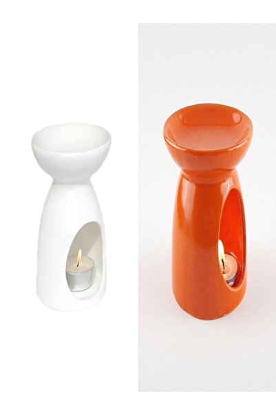 GAZELLACOSMETİC Beyaz Konik Ve Turuncu Buhurdanlık Ikisi Bir Arada 5846