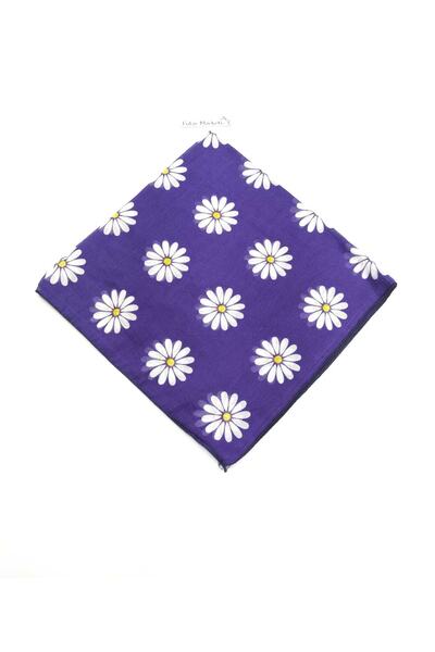 Fular Marketi Adaugă 4 în coș Plătiți 3 Campanie 100% bumbac Unisex Bandana cu model de margarete Violet Prețul este pentru 1 bucată