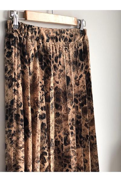 sevdalı Fusta de damă crem cu model leopard cu talie elastică
