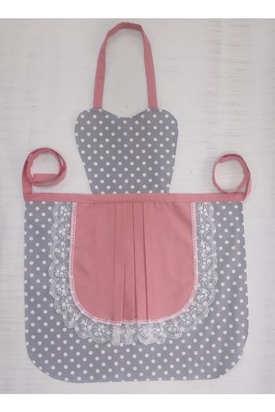 MoT Dekor Modern Kitchen Apron Gray-Powder Polka Dot