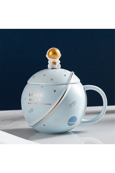 keyfim shop Kapaklı Astronot Temalı Kupa Bardak