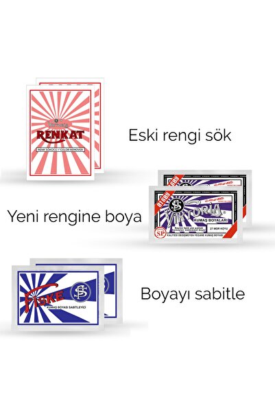 Viktoria Kumaş Rengi Değişim Paketi 2 Adet Renk Sökücü + 2 Adet Mor Koyu Boya...