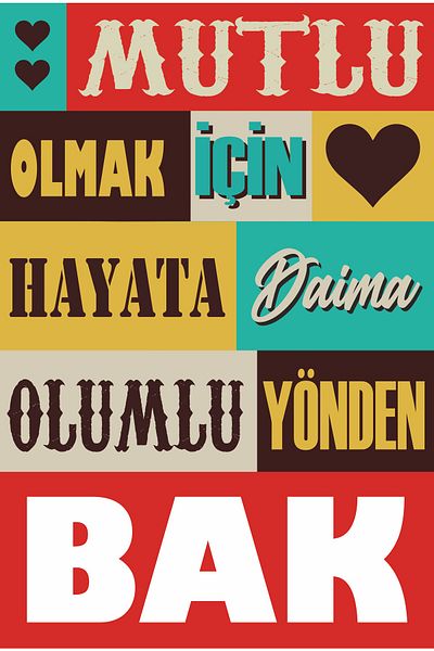 Hayat Poster Always Look on the Life Positively to Be Happy Motivational Quotes Wall Writings Retro Wooden Poster