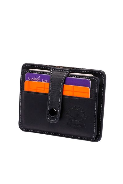 By Hakan West Polo-115c Πορτοφόλι με θήκη για κάρτες από γνήσιο δέρμα, μαύρο