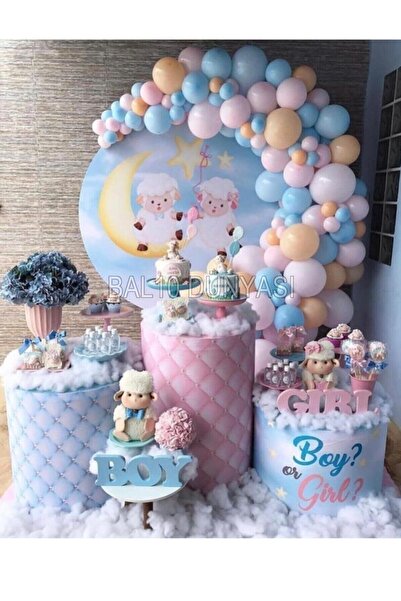 BEST PARTİ DOĞUM GÜNÜ PARTİ SÜSLERİ Pink-blue-skin Color Balloon Chain 50 Pie...