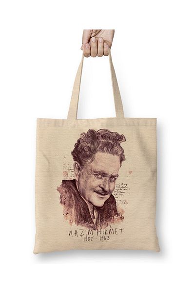 Baskı Dükkanı Υφασμάτινη τσάντα Nazım Hikmet με μακριά λαβή