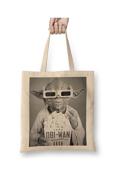 Baskı Dükkanı Geantă din pânză Yoda cu mâner lung