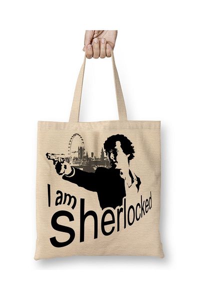 Baskı Dükkanı I Am Sherlocked υφασμάτινη τσάντα με μακριά λαβή