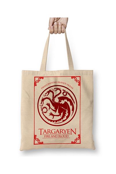 Baskı Dükkanı Υφασμάτινη τσάντα Targaryen House με μακριά λαβή