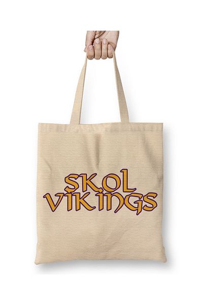 Baskı Dükkanı Υφασμάτινη τσάντα Vikings Skol με μακριά λαβή