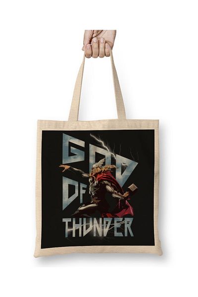 Baskı Dükkanı Thor God Of Thunder υφασμάτινη τσάντα με μακριά λαβή