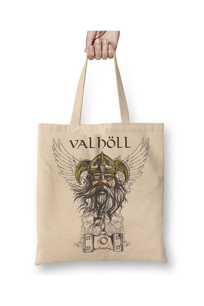 Baskı Dükkanı Υφασμάτινη τσάντα Viking με μακριά λαβή