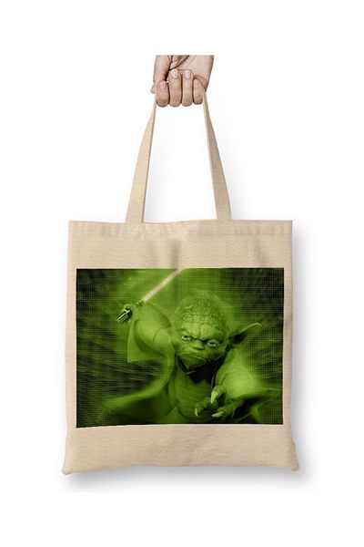 Baskı Dükkanı Υφασμάτινη τσάντα Yoda με μακριά λαβή
