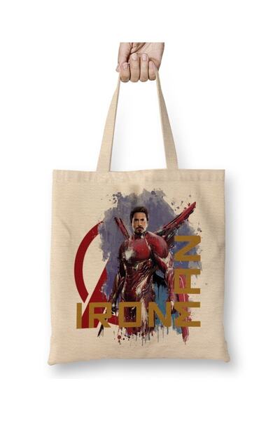 Baskı Dükkanı Avengers Iron Man tkanina Torba duga Sa ručkom
