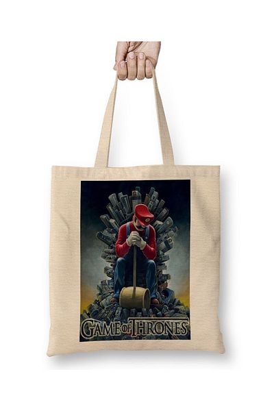 Baskı Dükkanı Υφασμάτινη τσάντα Lord Mario Game Of Thrones με μακριά λαβή