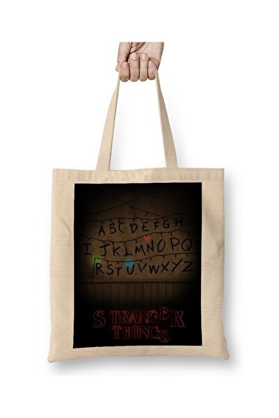 Baskı Dükkanı حقيبة قماش من Stranger Things ذات مقبض طويل