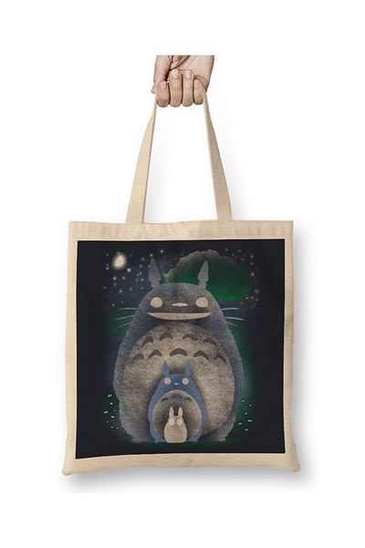 Baskı Dükkanı Υφασμάτινη τσάντα Catbus Friendly Spirit Totoro με μακριά λαβή