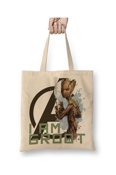 Baskı Dükkanı Avengers I Am Groot υφασμάτινη τσάντα με μακριά λαβή