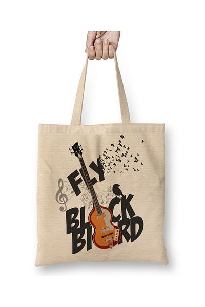 Baskı Dükkanı Bird Music Music Guitar Cloth Bag Long Handle