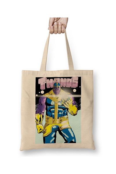 Baskı Dükkanı Thanos- Vingadores Guerra Infinita υφασμάτινη τσάντα με μακριά λαβή