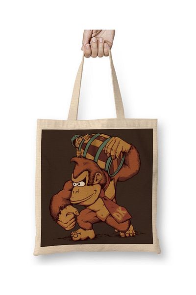 Baskı Dükkanı Υφασμάτινη τσάντα Barrel And Gorilla με μακριά λαβή
