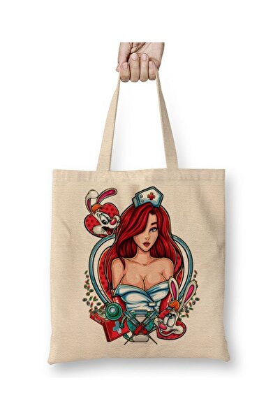 Baskı Dükkanı Jessica Rabbit tkanina Torba duga Sa ručkom