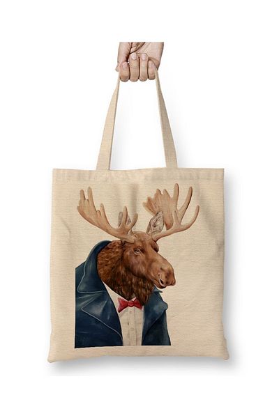 Baskı Dükkanı Fat Fancy Deer υφασμάτινη τσάντα με μακριά λαβή