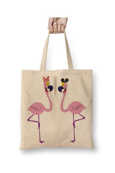 Baskı Dükkanı Υφασμάτινη τσάντα Flamingo με μακριά λαβή