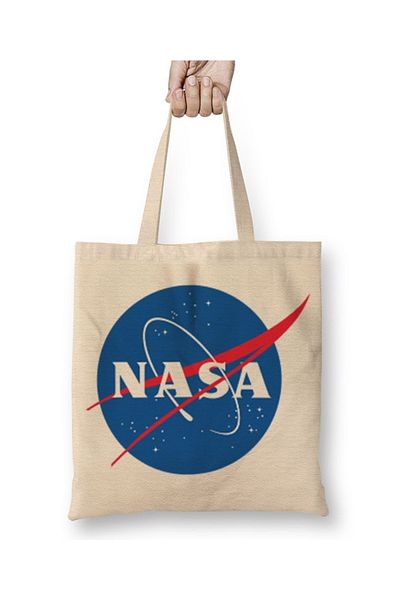 Baskı Dükkanı Υφασμάτινη τσάντα με λογότυπο Nasa με μακριά λαβή