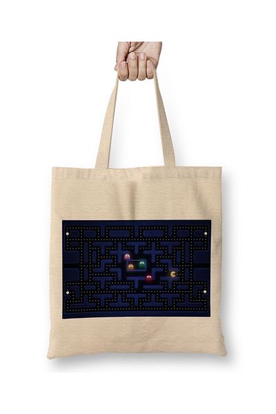 Baskı Dükkanı Υφασμάτινη τσάντα Pac Man με μακριά λαβή