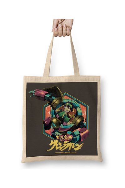 Baskı Dükkanı Υφασμάτινη τσάντα Tengen Toppa Gurren Lagann με μακριά λαβή