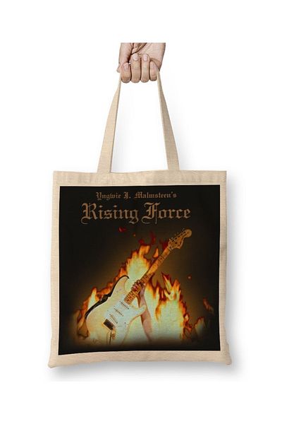 Baskı Dükkanı Υφασμάτινη τσάντα κάλυψης Yngwie Malmsteen Rising Force με μακριά λαβή