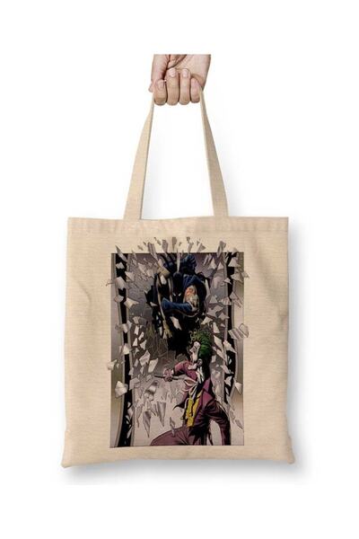 Baskı Dükkanı Τσάντα υφασμάτινη 3D Batman X Joker με μακριά λαβή