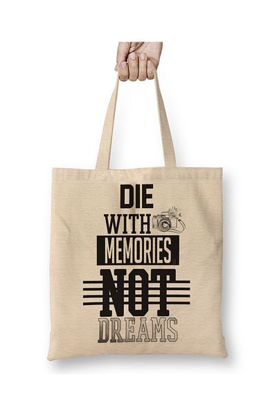 Baskı Dükkanı Die With Memories Λευκή υφασμάτινη τσάντα με μακριά λαβή