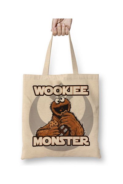 Baskı Dükkanı Wookiee Monster Cookie Monster υφασμάτινη τσάντα με μακριά λαβή
