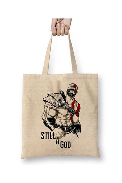 Baskı Dükkanı Geantă din pânză Kratos Still A God cu mâner lung