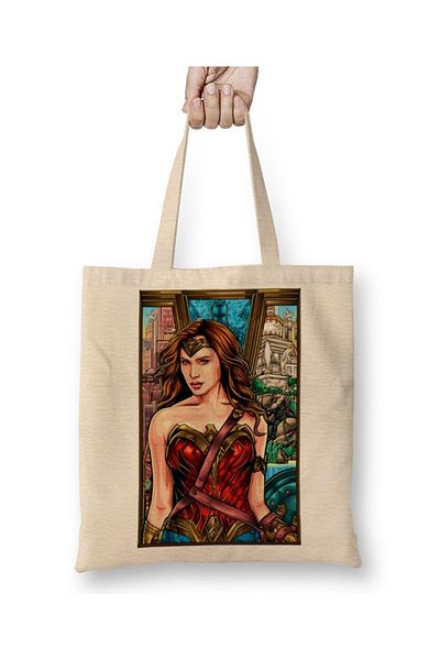 Baskı Dükkanı Υφασμάτινη τσάντα Wonder Woman με μακριά λαβή