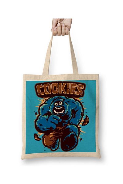Baskı Dükkanı Cookie Monster Cookie Monster Hulk υφασμάτινη τσάντα με μακριά λαβή