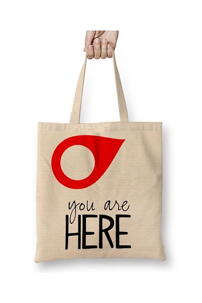 Baskı Dükkanı You Are Here Υφασμάτινη τσάντα με μακριά λαβή