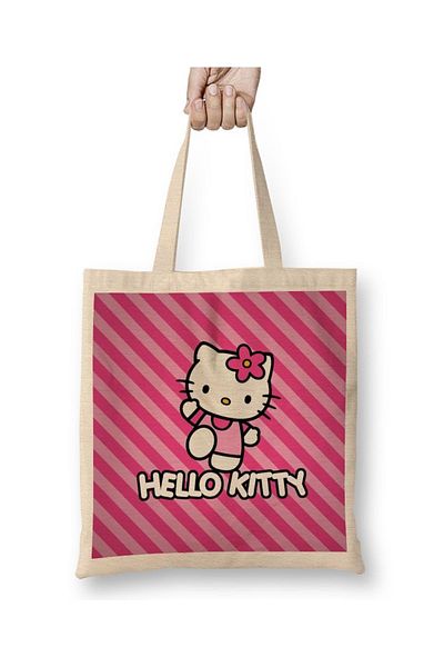 Baskı Dükkanı Geantă din pânză Hello Kitty cu mâner lung