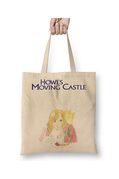Baskı Dükkanı Howls Moving Castle Anime One Piece Naruto Death Note Hellsing Geantă din pânză cu mâner lung