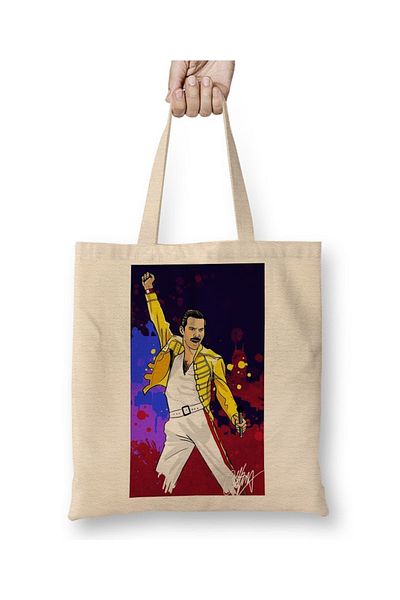 Baskı Dükkanı Freddie Mercury 09 υφασμάτινη τσάντα με μακριά λαβή
