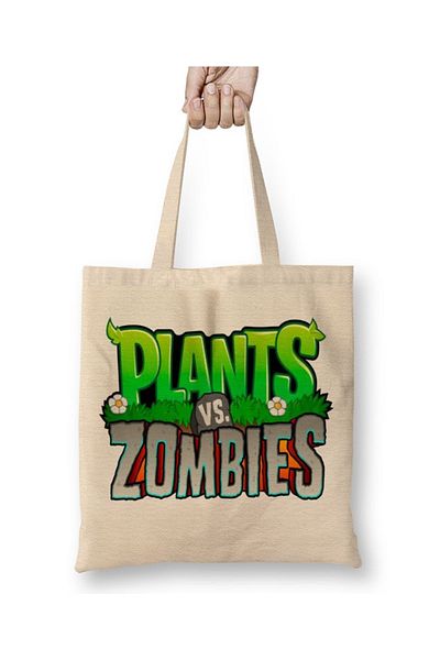 Baskı Dükkanı Υφασμάτινη τσάντα με λογότυπο Plants And Zombies με μακριά λαβή