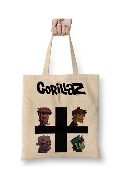 Baskı Dükkanı Geantă din pânză Gorillaz cu mâner lung