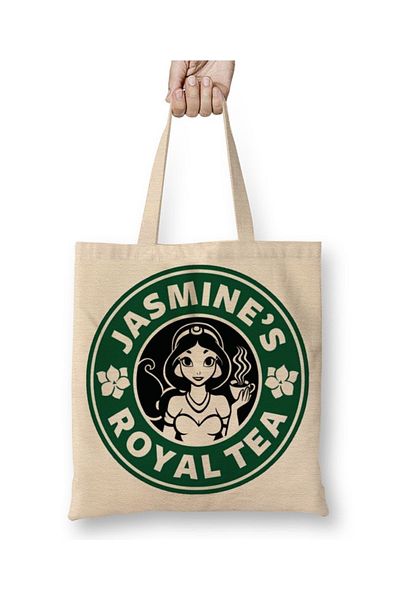 Baskı Dükkanı Υφασμάτινη τσάντα Jasmine's Royal Tea με μακριά λαβή