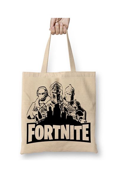 Baskı Dükkanı Υφασμάτινη τσάντα Fortnite Preto E Branco με μακριά λαβή