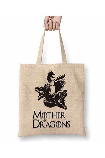 Baskı Dükkanı Mother Of Dragons Game Of Thrones υφασμάτινη τσάντα με μακριά λαβή