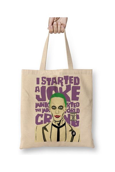 Baskı Dükkanı Ξεκίνησα ένα Joke Joker υφασμάτινη τσάντα με μακριά λαβή